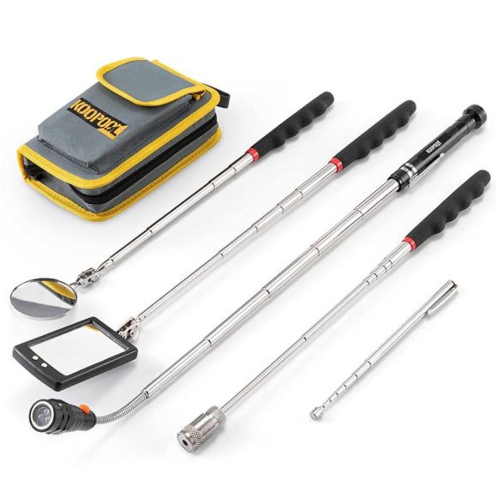 Telescoping Magnetic Pickup Tool Set-Extendable Magnet Flashlight with Mirror